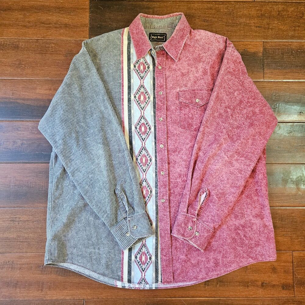 Vintage 90s High Noon Western button up Shirt Men XL Aztec Southwest Rodeo